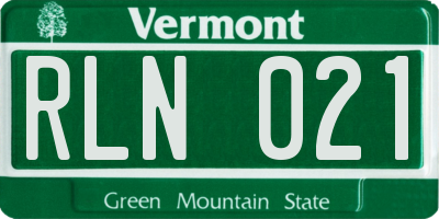 VT license plate RLN021