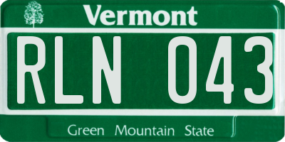 VT license plate RLN043
