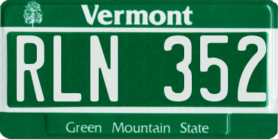 VT license plate RLN352