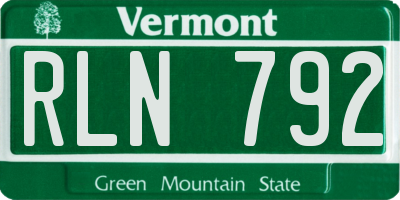 VT license plate RLN792