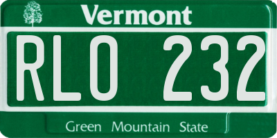 VT license plate RLO232