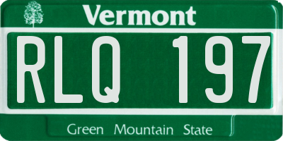 VT license plate RLQ197