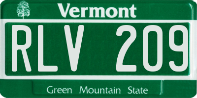 VT license plate RLV209