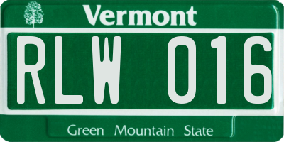 VT license plate RLW016