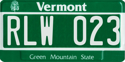 VT license plate RLW023