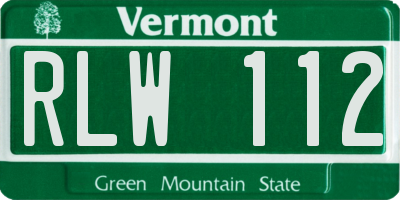 VT license plate RLW112
