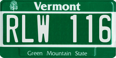 VT license plate RLW116