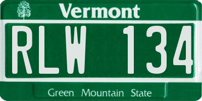 VT license plate RLW134