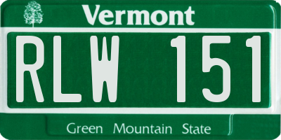 VT license plate RLW151