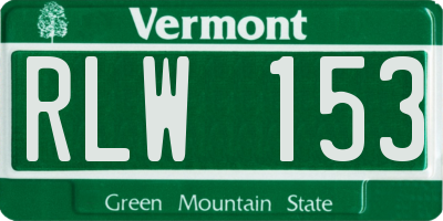 VT license plate RLW153