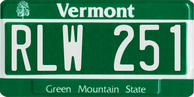 VT license plate RLW251