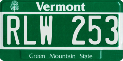 VT license plate RLW253