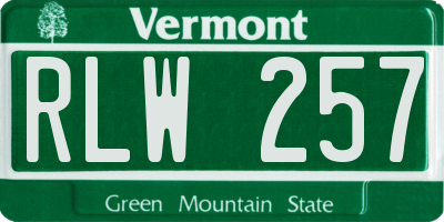 VT license plate RLW257
