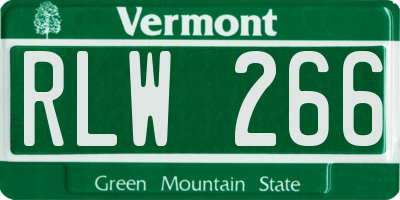 VT license plate RLW266