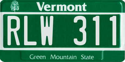 VT license plate RLW311