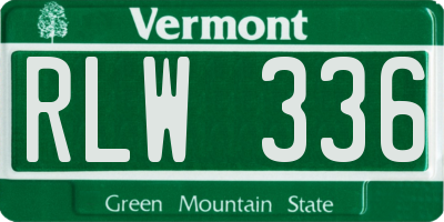 VT license plate RLW336