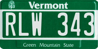 VT license plate RLW343