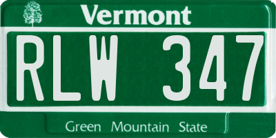 VT license plate RLW347