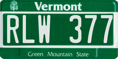 VT license plate RLW377