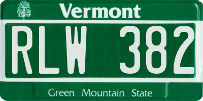 VT license plate RLW382