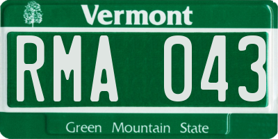 VT license plate RMA043