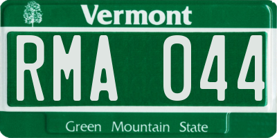 VT license plate RMA044