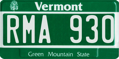 VT license plate RMA930