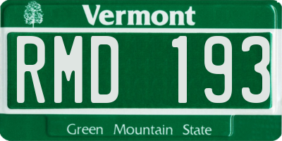 VT license plate RMD193