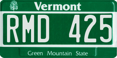 VT license plate RMD425