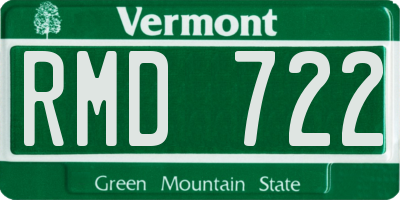 VT license plate RMD722