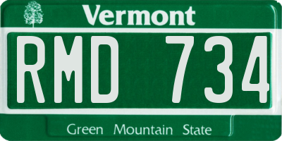VT license plate RMD734