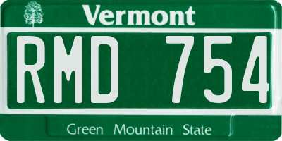 VT license plate RMD754