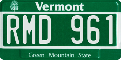 VT license plate RMD961