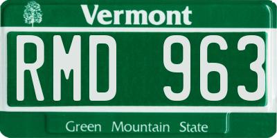 VT license plate RMD963