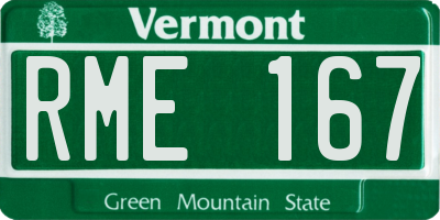 VT license plate RME167