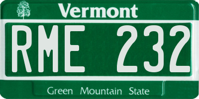 VT license plate RME232