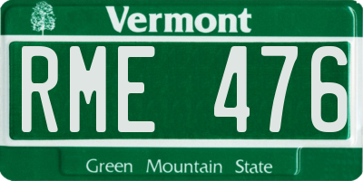 VT license plate RME476