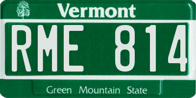 VT license plate RME814