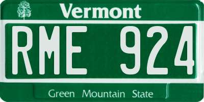 VT license plate RME924