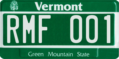 VT license plate RMF001