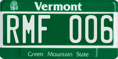 VT license plate RMF006