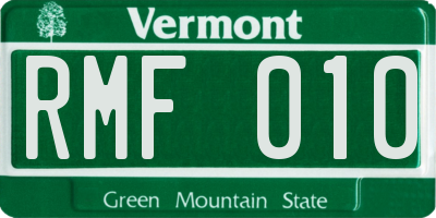 VT license plate RMF010