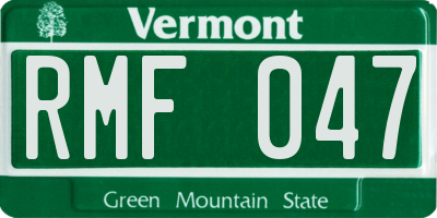 VT license plate RMF047
