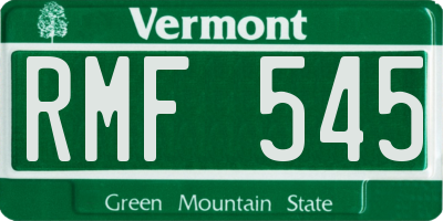 VT license plate RMF545