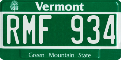 VT license plate RMF934