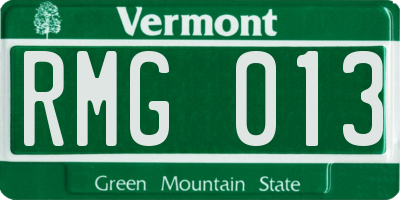 VT license plate RMG013