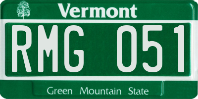 VT license plate RMG051