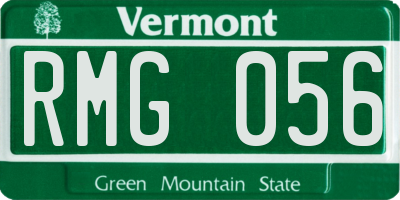 VT license plate RMG056