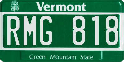 VT license plate RMG818