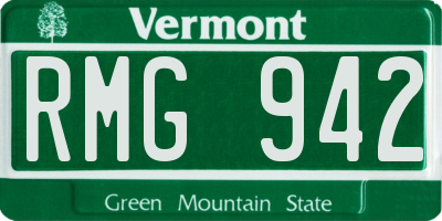 VT license plate RMG942